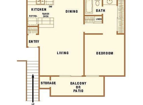1 Bedroom: Beds - 1: Baths - 1: SqFt Range - 630 to 760