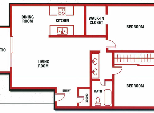 Two Bedroom: Beds - 2: Baths - 1: SqFt Range - 854 to 854