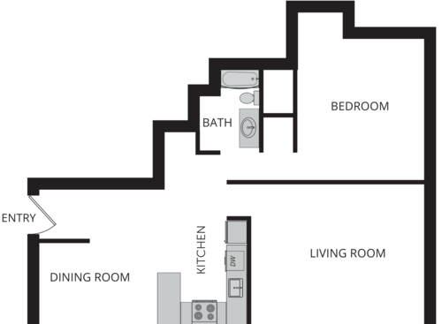 1x1 Standard: Beds - 1: Baths - 1: SqFt Range - 500 to 500