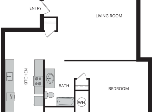 1x1 Standard: Beds - 1: Baths - 1: SqFt Range - 500 to 500