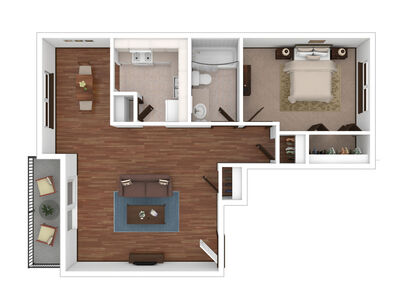 Belmont 3D Floor Plan - Furnished