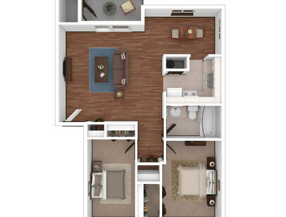 Geneva 3D Floor Plan - Furnished