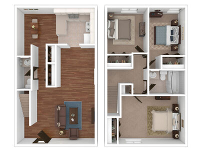 Melrose 3D Floor Plan - Furnished
