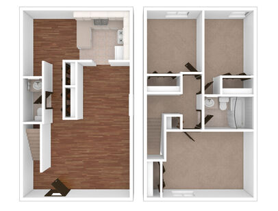 Melrose 3D Floor Plan - Unfurnished