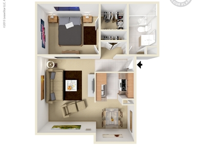 Patio Or Balcony: Beds - 1: Baths - 1: SqFt Range - 701 to 701