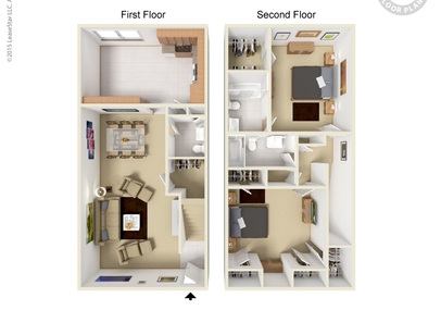 Townhouse 2x2.5: Beds - 2: Baths - 2.5: SqFt Range - 1216 to 1216
