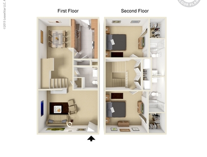 Townhouse 2x2.5: Beds - 2: Baths - 2.5: SqFt Range - 1208 to 1208