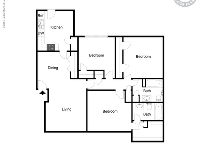 3 Bdrm 2 Ba F/P Patio: Beds - 3: Baths - 2: SqFt Range - 1340 to 1340