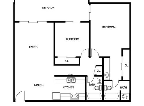 2x2A: Beds - 2: Baths - 2: SqFt Range - 1230 to 1230