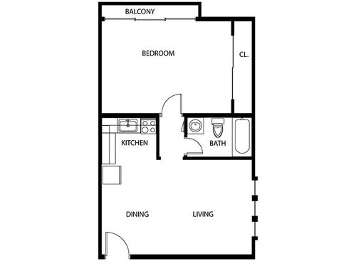 1x1A: Beds - 1: Baths - 1: SqFt Range - 624 to 624