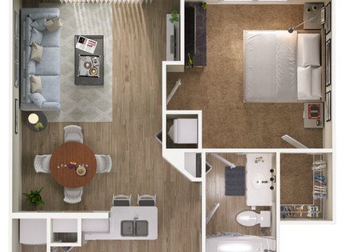 The Windley: Beds - 1: Baths - 1: SqFt Range - 641 to 641