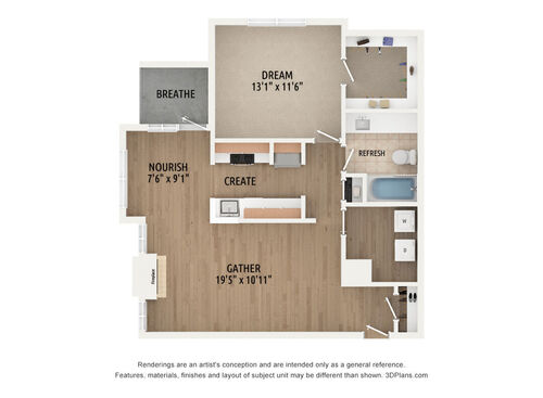 A2 3D Unfurnished Floorplan