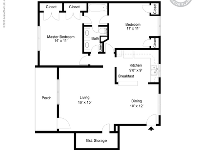 2 Bd Lg Closets: Beds - 2: Baths - 1: SqFt Range - 1100 to 1100