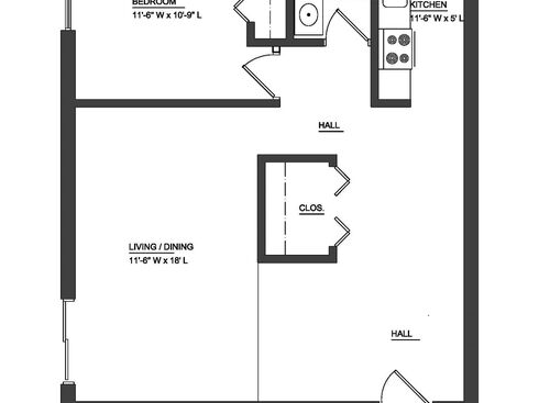 1 Bedroom Center Unit