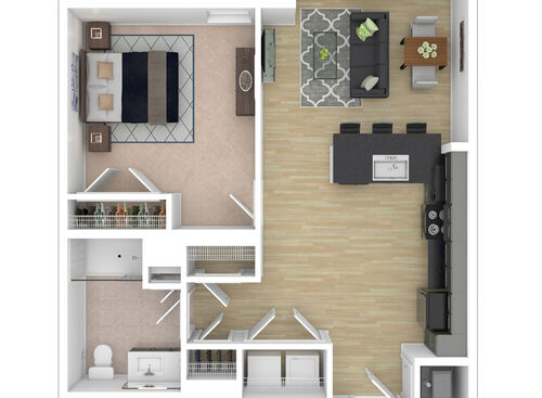 Axle - 1 Bedroom, 1 Bath, 692 sq. ft. - 3D Furnished