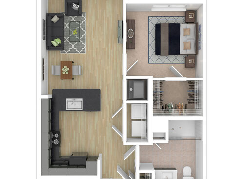 Gibson - 1 Bedroom, 1 Bath, 630 sq. ft. - 3D Furnished