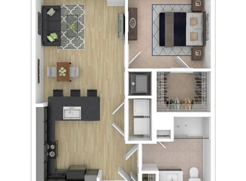 Horace - 1 Bedroom, 1 Bath, 626 sq. ft. - 3D Furnished