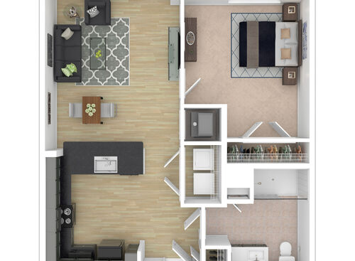 Parker - 1 Bedroom, 1 Bath, 636 sq. ft. - 3D Furnished