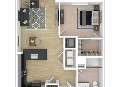 Prosperity - 1 Bedroom, 1 Bath, 697 sq. ft. - 3D Furnished
