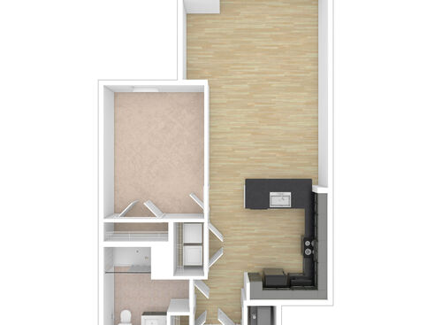 Wheelwright - 1 Bedroom, 1 Bath, 761 sq. ft. - 3D Unfurnished