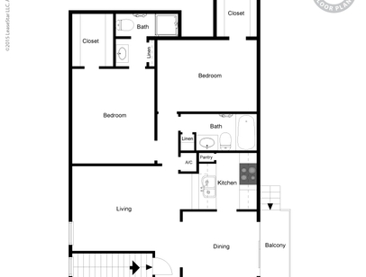 2 Bedroom/2 Bath: Beds - 2: Baths - 2: SqFt Range - 1150 to 1150