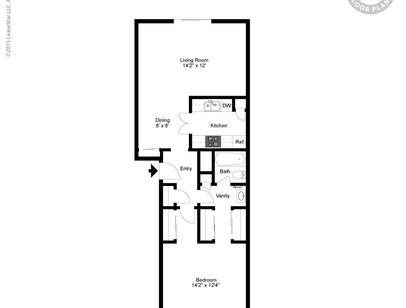 Large 1 Bedrm 1 Bath: Beds - 1: Baths - 1: SqFt Range - 754 to 754