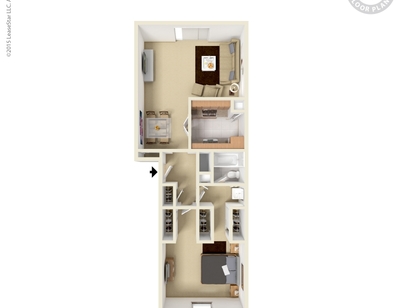 Large 1 Bedrm 1 Bath: Beds - 1: Baths - 1: SqFt Range - 754 to 754