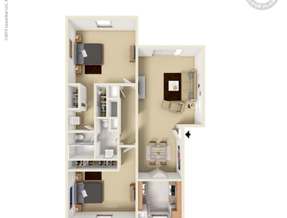Small 2 Bedrm 1 Bath: Beds - 2: Baths - 1.5: SqFt Range - 1017 to 1017