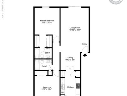 Med. 2 Bedrm 2 Bath: Beds - 2: Baths - 2: SqFt Range - 1077 to 1077