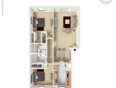 Med. 2 Bedrm 2 Bath: Beds - 2: Baths - 2: SqFt Range - 1077 to 1077