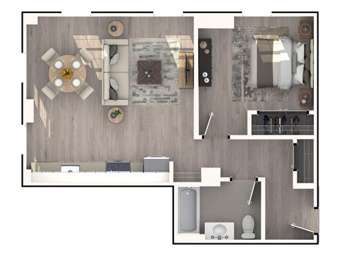 1x1 B: Beds - 1: Baths - 1: SqFt Range - 680 to