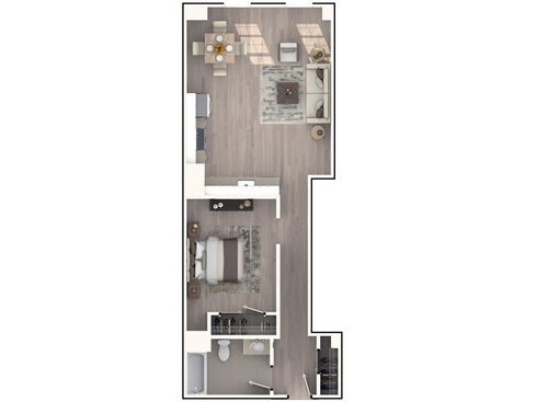 1x1 D: Beds - 1: Baths - 1: SqFt Range - 695 to