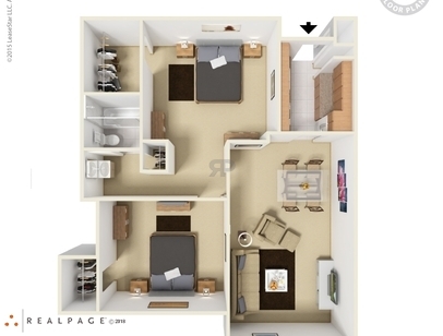 2 Bd/1 Bath/Sm.: Beds - 2: Baths - 1: SqFt Range - 950 to 950
