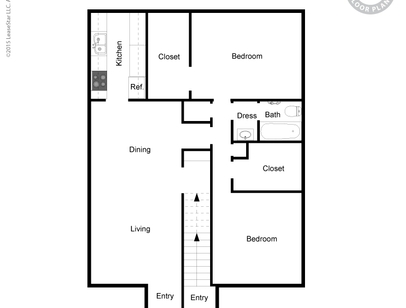 2 Bd/1 Bath/Lg.: Beds - 2: Baths - 1: SqFt Range - 1185 to 1185