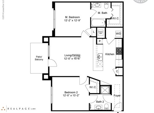 B1 Two Bedroom: Beds - 2: Baths - 2: SqFt Range - 975 to 975