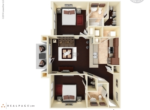 B1 Two Bedroom: Beds - 2: Baths - 2: SqFt Range - 975 to 975