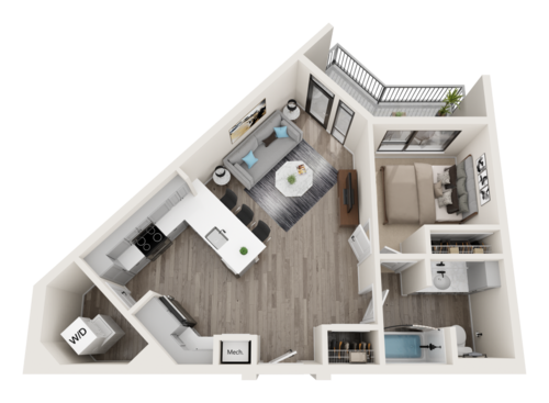 Pisces - 1 Bedroom Floor Plan