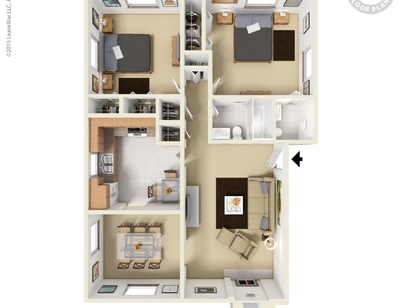 2 Bedroom: Beds - 2: Baths - 1.5: SqFt Range - 1021 to 1021