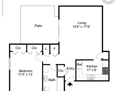 One Bedroom: Beds - 1: Baths - 1: SqFt Range - 697 to 697