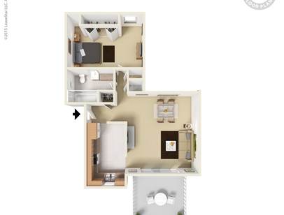 One Bedroom: Beds - 1: Baths - 1: SqFt Range - 837 to 837