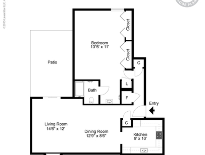 One Bedroom Fp Dining: Beds - 1: Baths - 1: SqFt Range - 761 to 761