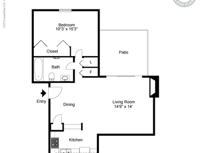 One Bedroom F P Dining: Beds - 1: Baths - 1: SqFt Range - 777 to 777