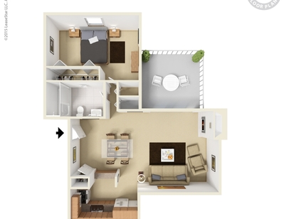 One Bedroom F P Dining: Beds - 1: Baths - 1: SqFt Range - 777 to 777