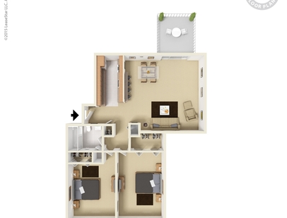 2 Bedroom 1 Bath: Beds - 2: Baths - 1: SqFt Range - 926 to 926