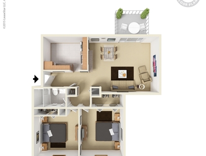 2 Bedroom 1 Bath: Beds - 2: Baths - 1: SqFt Range - 950 to 950