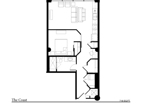 The Coast - 1 Bed, 1 Bath, 716 sq. ft.
