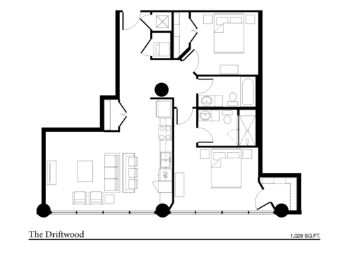 The Driftwood - 2 Bed, 2 Bath, 1029 sq. ft.