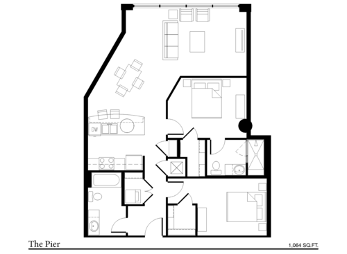 The Pier - 2 Bed, 2 Bath, 1064 sq. ft.