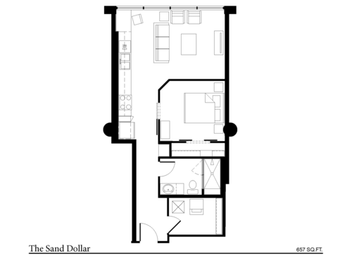 The Sand Dollar - 1 Bed, 1 Bath, 657 sq. ft.