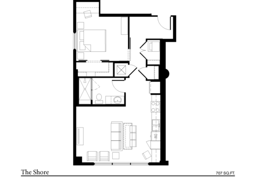 The Shore - 1 Bed, 1 Bath, 707 sq. ft.